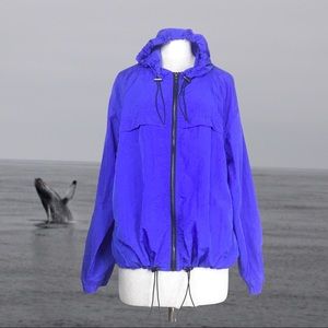 Blank NYC Blue Hooded Zip-Up Relaxed Fit Wind Breaker Medium
